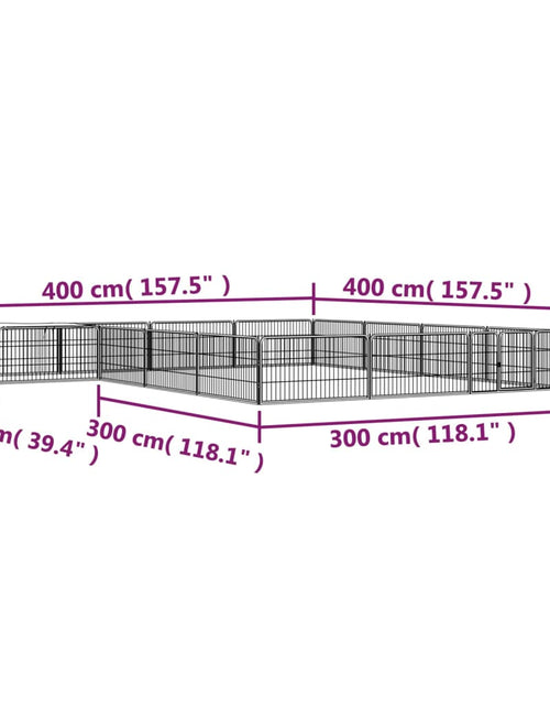 Încărcați imaginea în vizualizatorul Galerie, Țarc câini 16 panouri negru 100x50 cm oțel vopsit electrostatic - Lando
