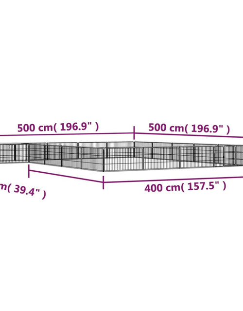Încărcați imaginea în vizualizatorul Galerie, Țarc câini 20 panouri negru 100x50 cm oțel vopsit electrostatic - Lando

