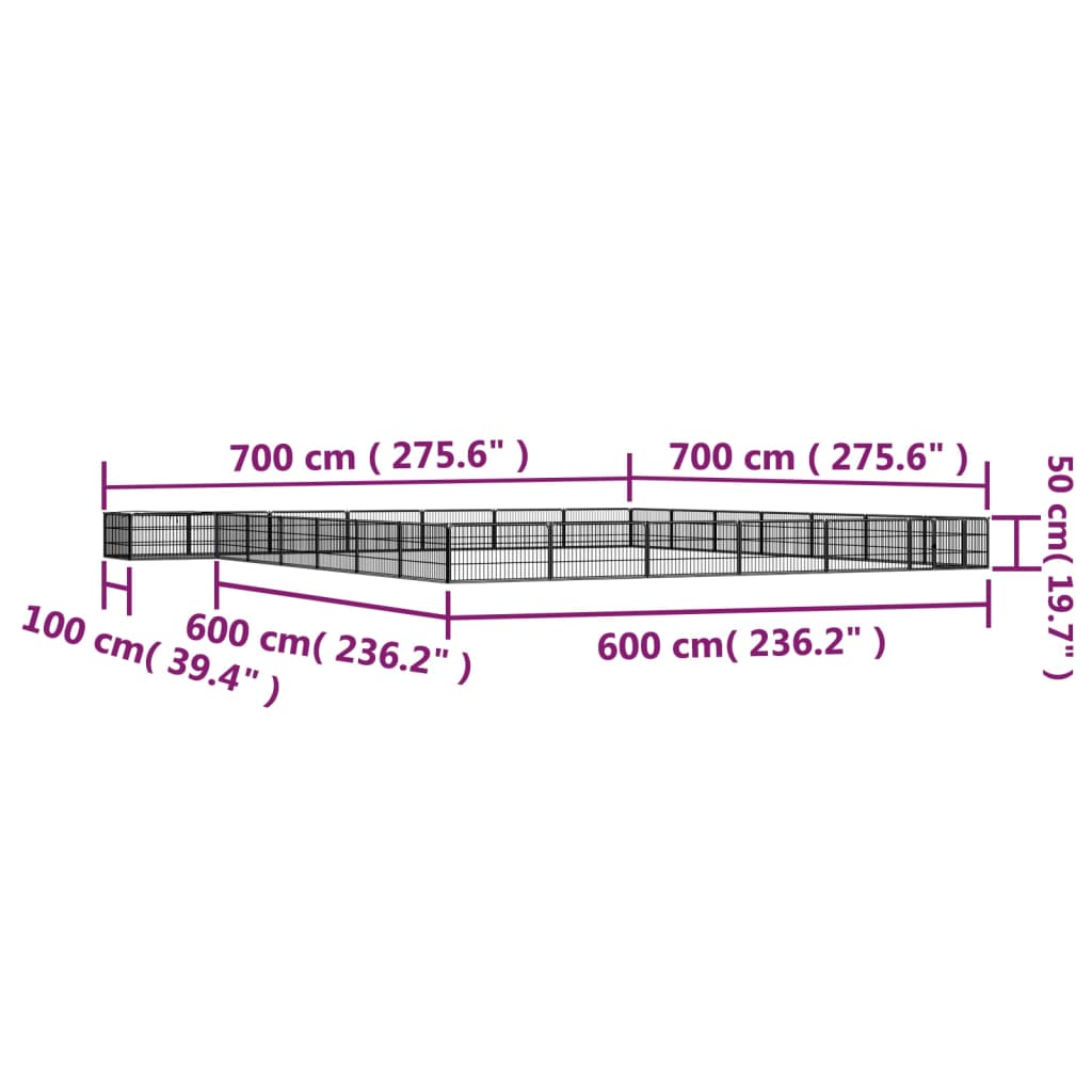 Țarc câini 28 panouri negru 100x50 cm oțel vopsit electrostatic - Lando