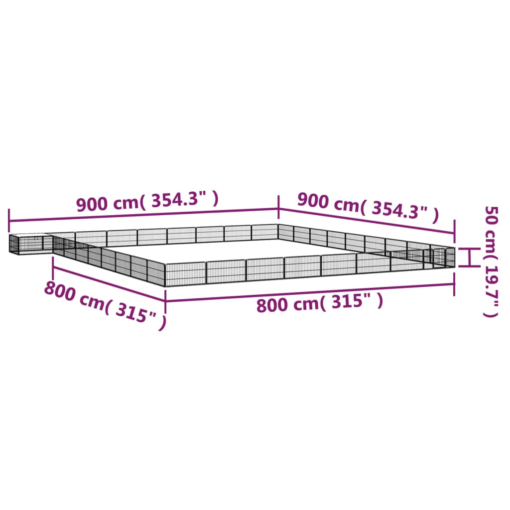 Țarc câini 36 panouri negru 100x50 cm oțel vopsit electrostatic - Lando