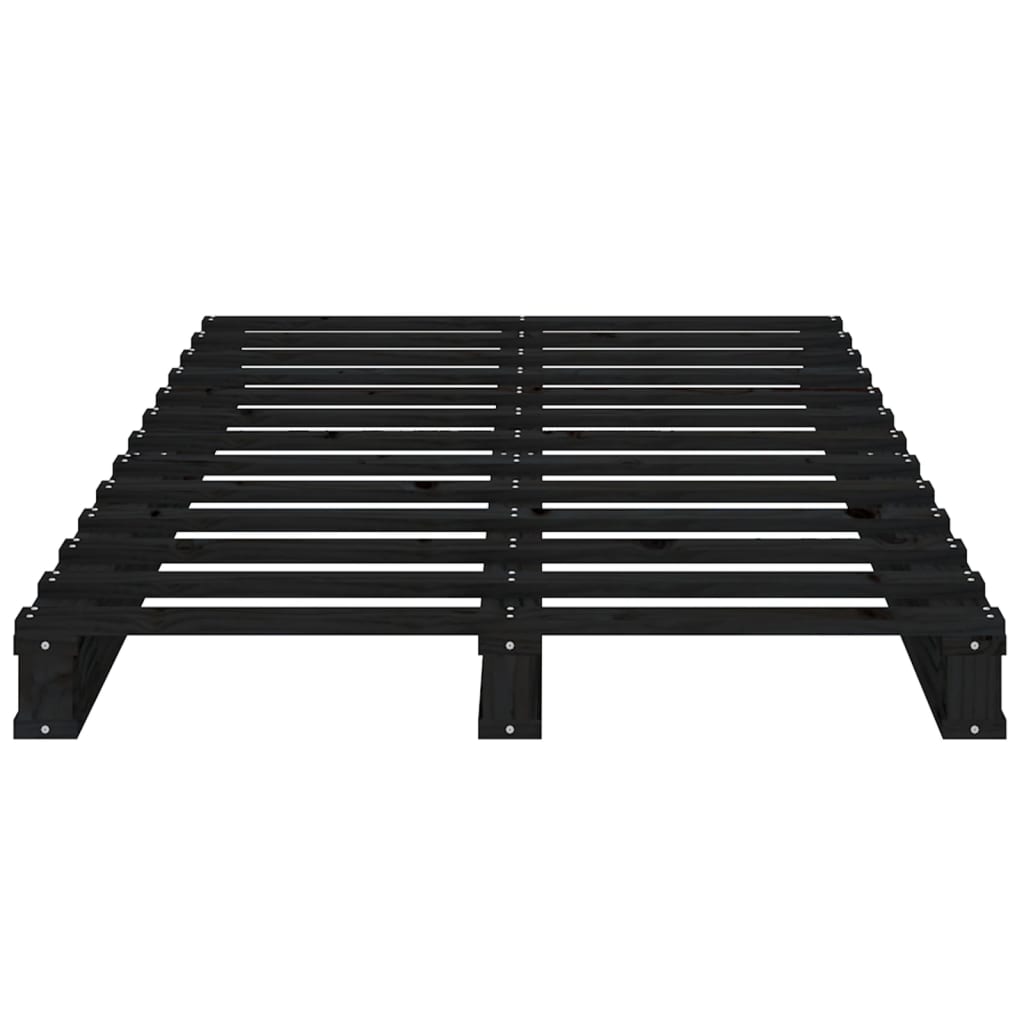 Cadru de pat, negru, 100x200 cm, lemn masiv de pin - Lando