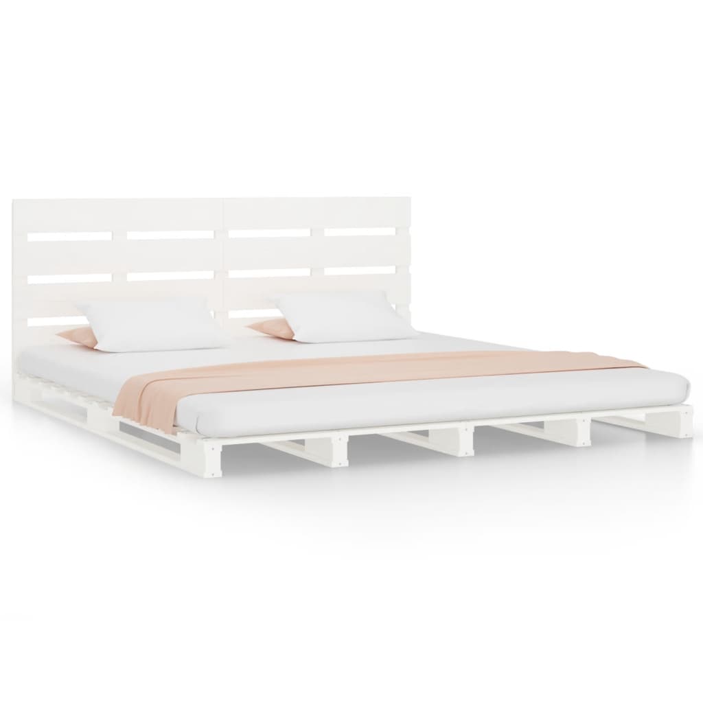 Cadru de pat, alb, 120x200 cm, lemn masiv de pin - Lando