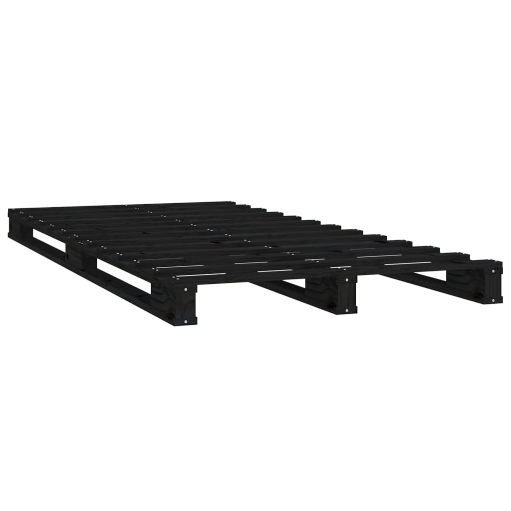 Cadru pat mic Single 2FT6, negru, 75x190 cm, lemn masiv de pin - Lando