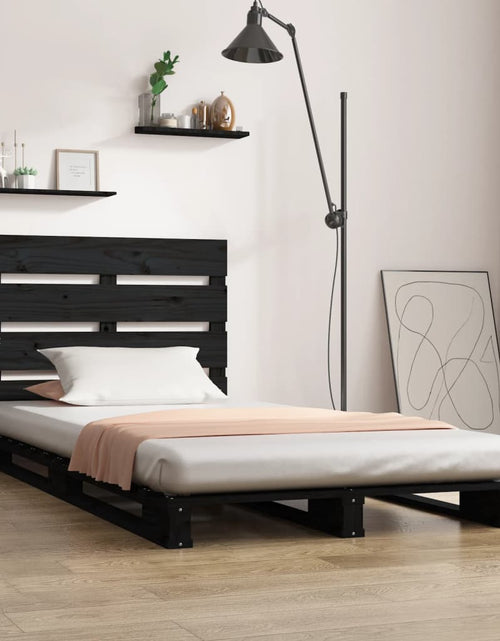 Încărcați imaginea în vizualizatorul Galerie, Cadru pat mic Single 2FT6, negru, 75x190 cm, lemn masiv de pin - Lando
