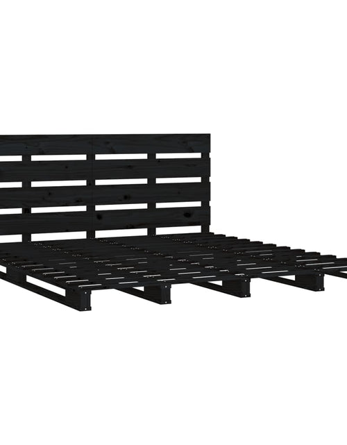 Încărcați imaginea în vizualizatorul Galerie, Cadru de pat dublu 4FT6, negru, 135x190 cm, lemn masiv de pin - Lando
