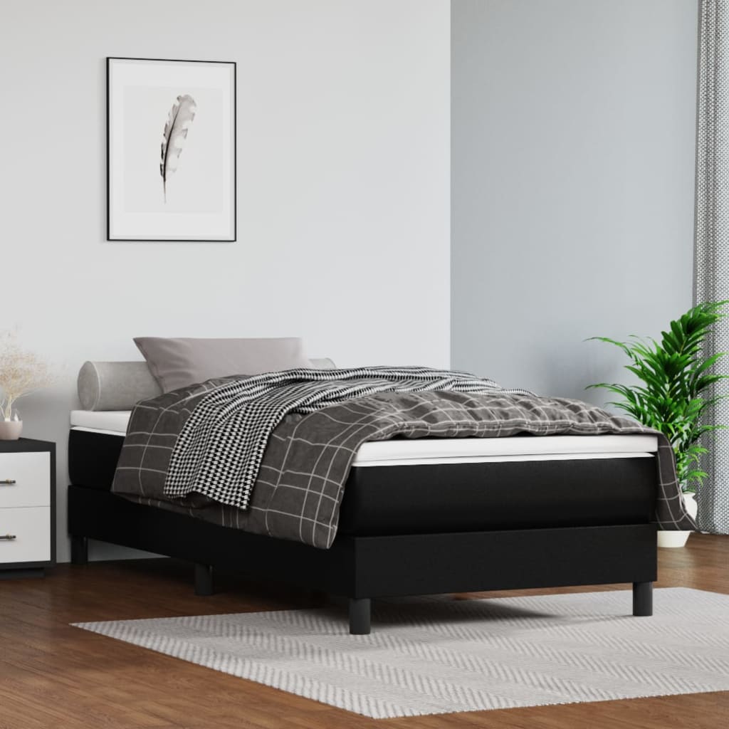 Saltea de pat cu arcuri, negru, 90x200x20 cm, piele ecologică - Lando