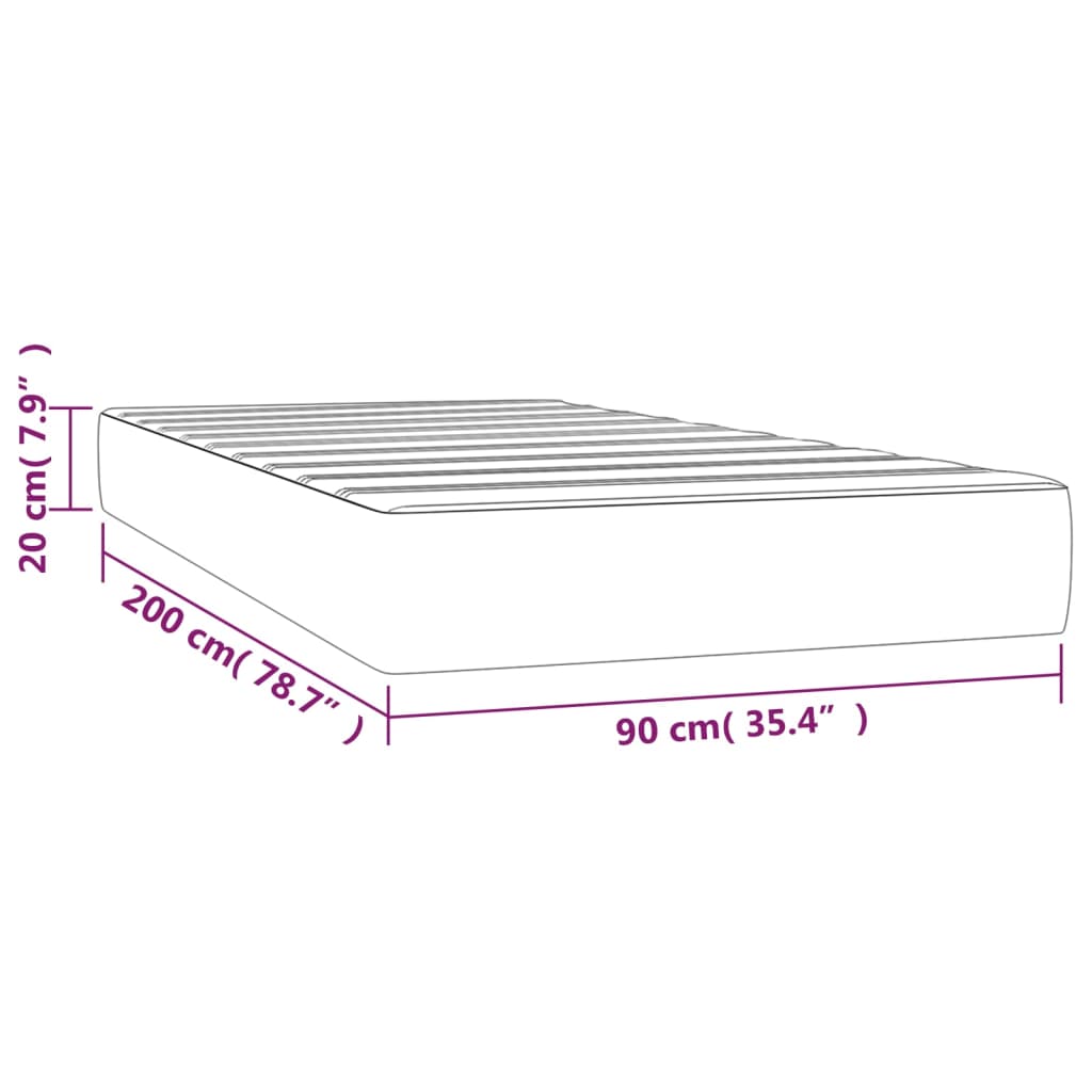 Saltea de pat cu arcuri, gri deschis, 90x200x20 cm, catifea - Lando