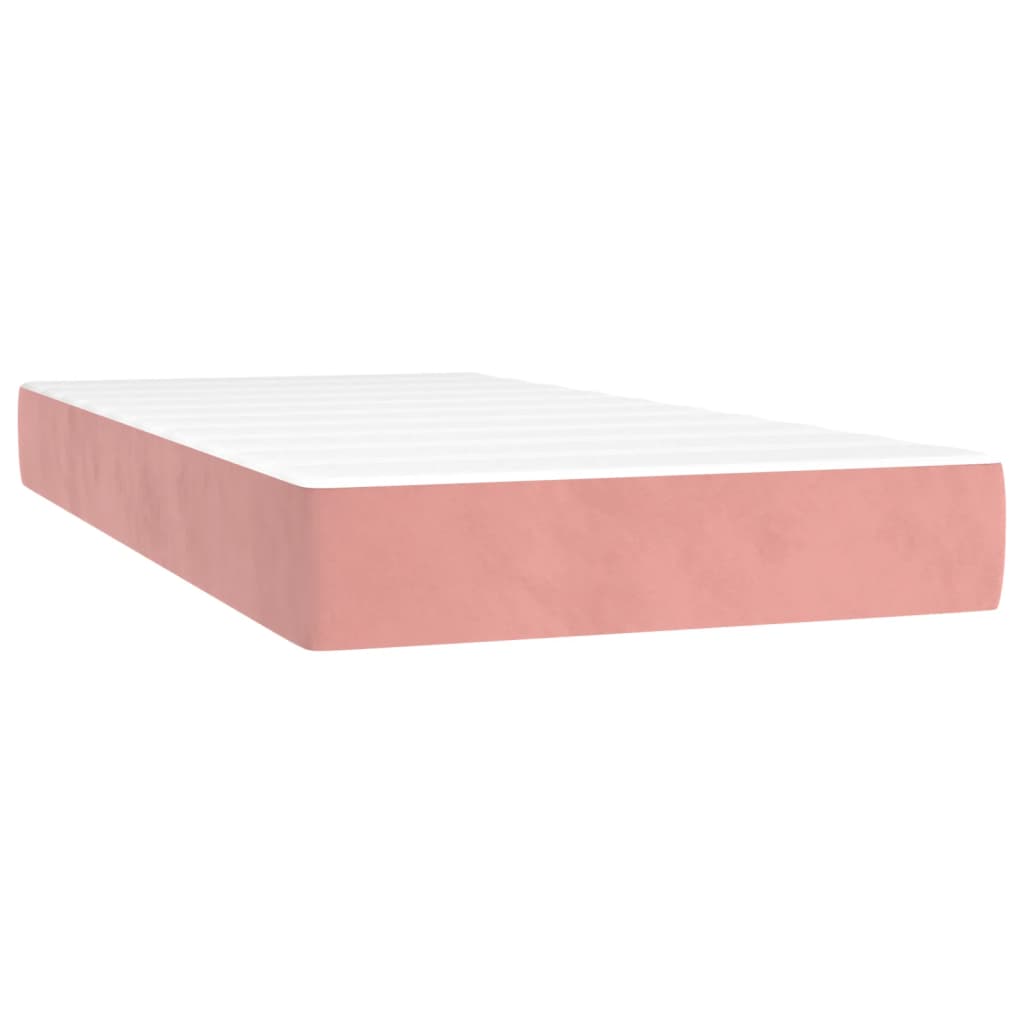 Saltea de pat cu arcuri, roz, 90x200x20 cm, catifea - Lando