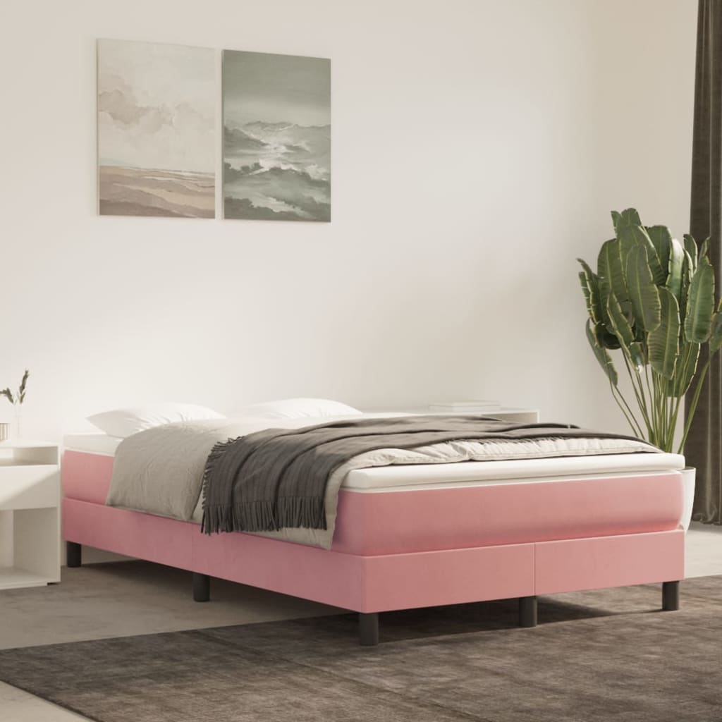 Saltea de pat cu arcuri, roz, 120x200x20 cm, catifea - Lando