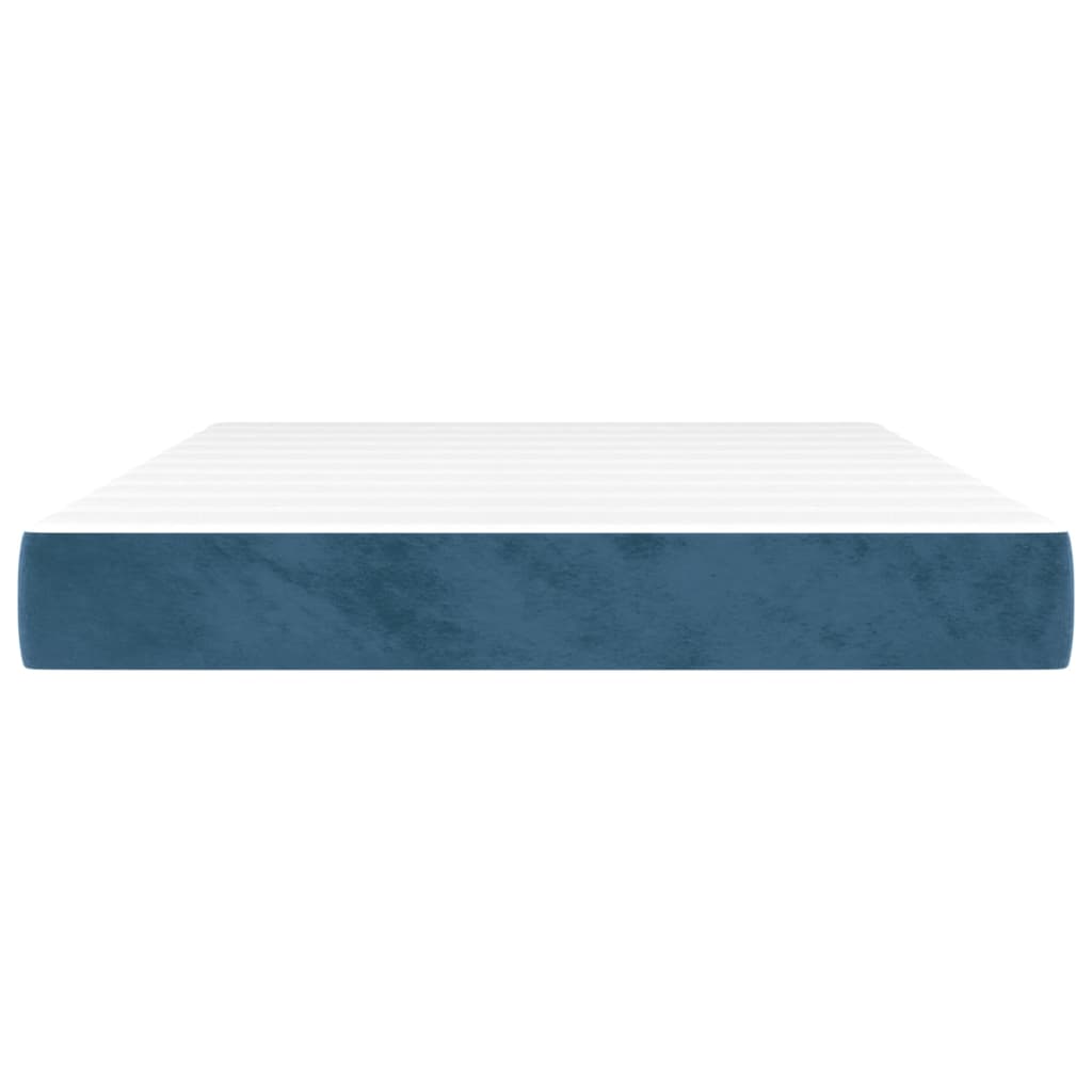 Saltea de pat cu arcuri, albastru închis, 140x190x20 cm catifea - Lando