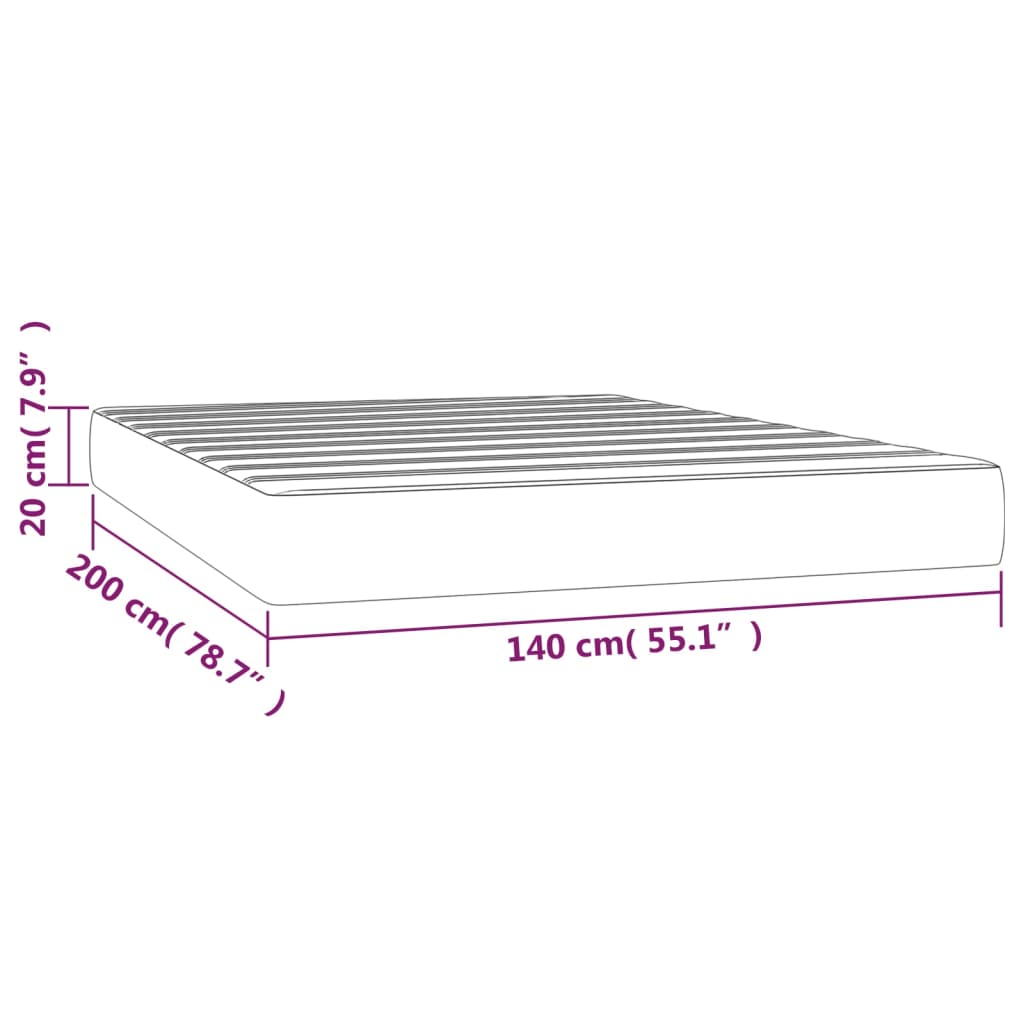 Saltea de pat cu arcuri, alb, 140x200x20 cm, piele ecologică - Lando