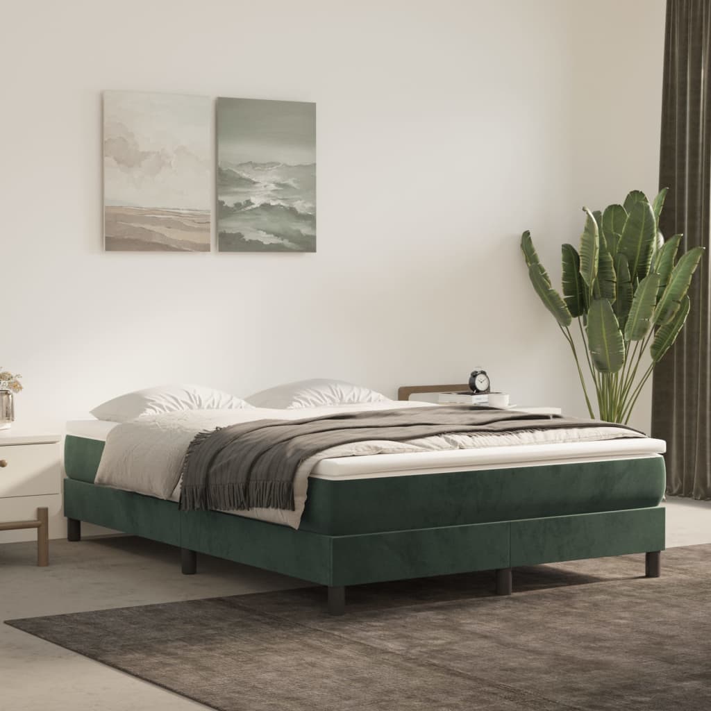 Saltea de pat cu arcuri, verde închis, 140x200x20 cm, catifea - Lando