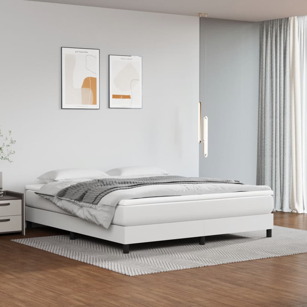 Saltea de pat cu arcuri, alb, 160x200x20 cm, piele ecologică - Lando