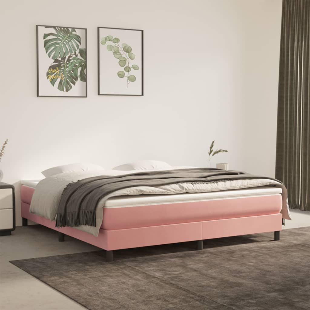 Saltea de pat cu arcuri, roz, 180x200x20 cm, catifea - Lando