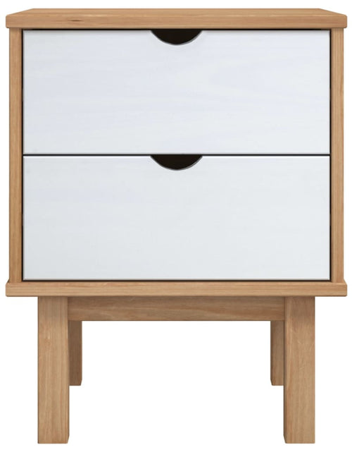 Încărcați imaginea în vizualizatorul Galerie, Dulap noptieră OTTA, maro/alb, 45x39x57 cm, lemn masiv pin - Lando
