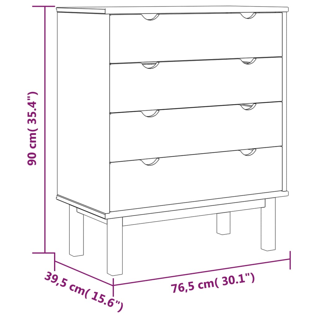 Dulap cu sertar OTTA, maro/gri, 76,5x39,5x90 cm, lemn masiv pin - Lando