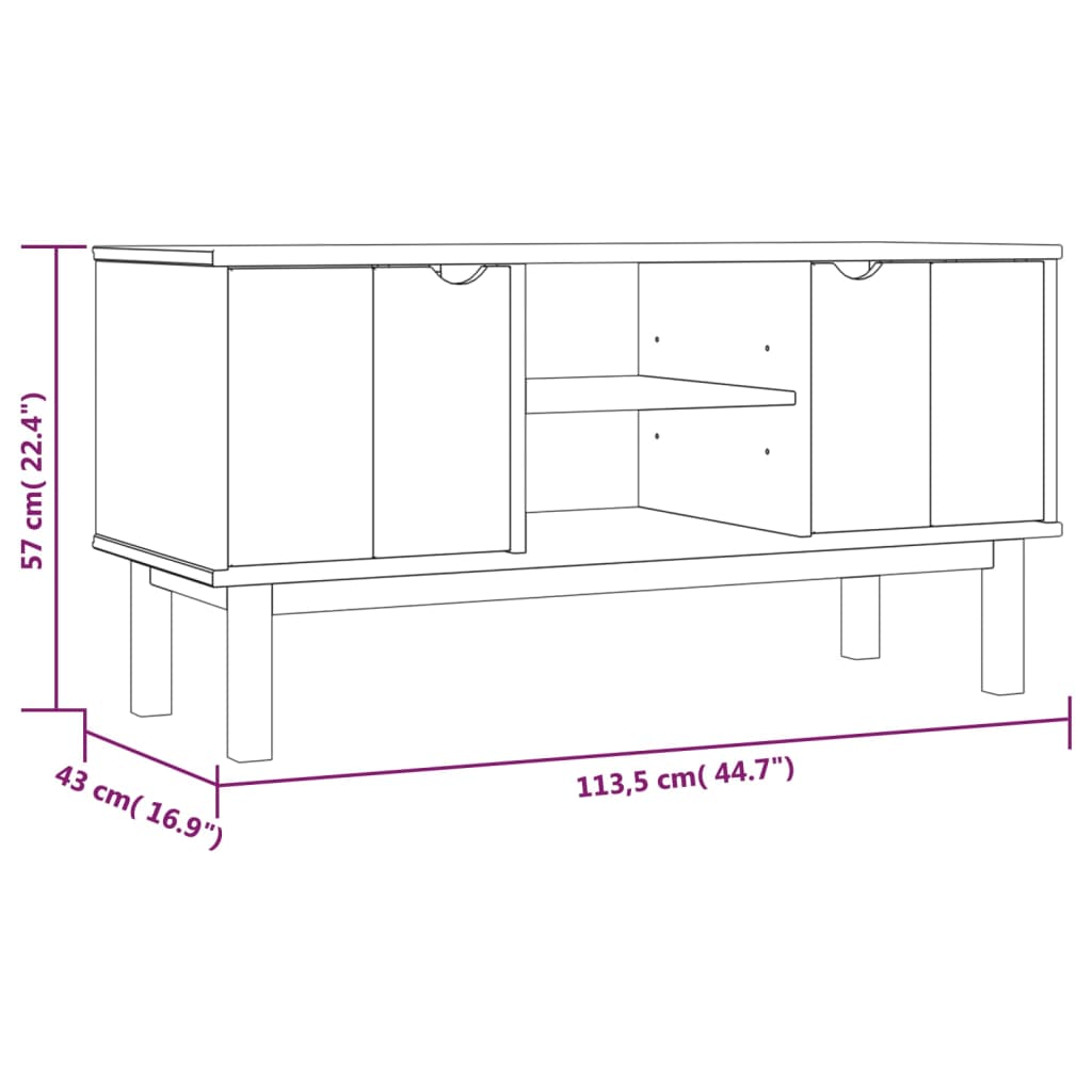 Dulap TV "OTTA", 113,5x43x57 cm, lemn masiv de pin Lando - Lando