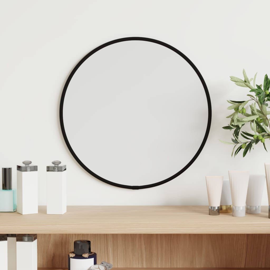 Oglindă de perete rotundă, negru, Ø 30 cm - Lando