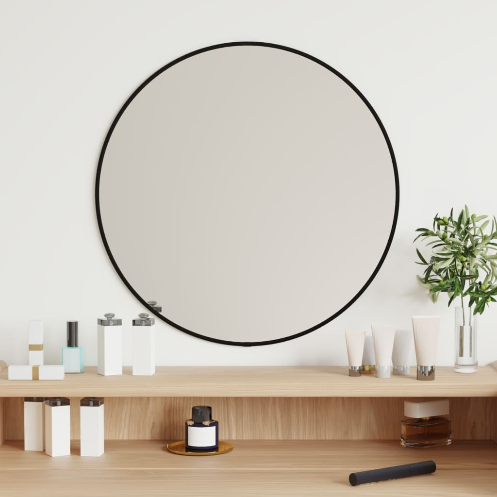 Oglindă de perete rotundă, negru, Ø 50 cm Lando - Lando