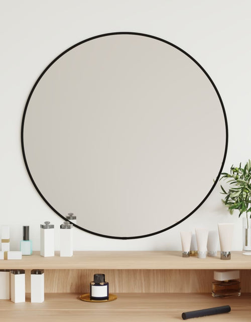 Încărcați imaginea în vizualizatorul Galerie, Oglindă de perete rotundă, negru, Ø 60 cm - Lando
