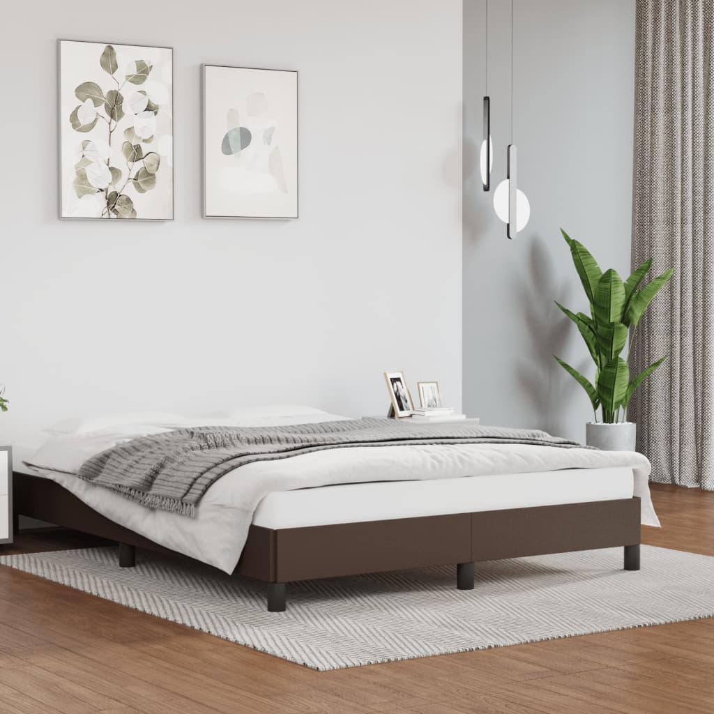 Cadru de pat, maro, 140x200 cm, piele ecologică - Lando