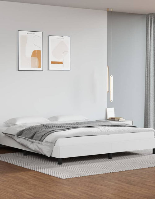 Загрузите изображение в средство просмотра галереи, Cadru de pat, alb, 160x200 cm, piele ecologică - Lando
