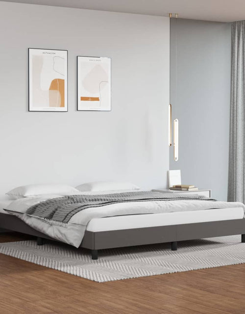 Încărcați imaginea în vizualizatorul Galerie, Cadru de pat, gri, 160x200 cm, piele ecologică - Lando
