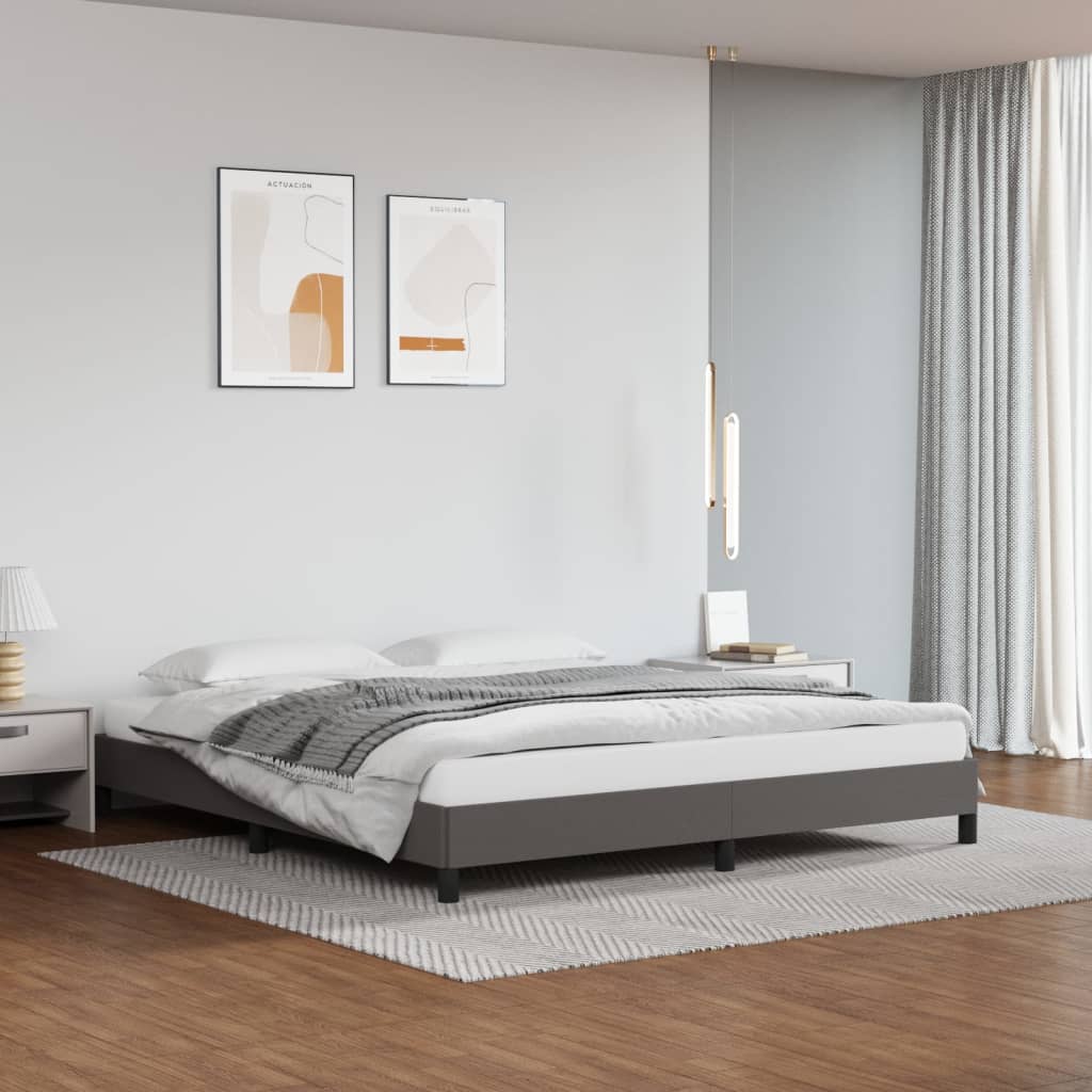 Cadru de pat, gri, 160x200 cm, piele ecologică - Lando