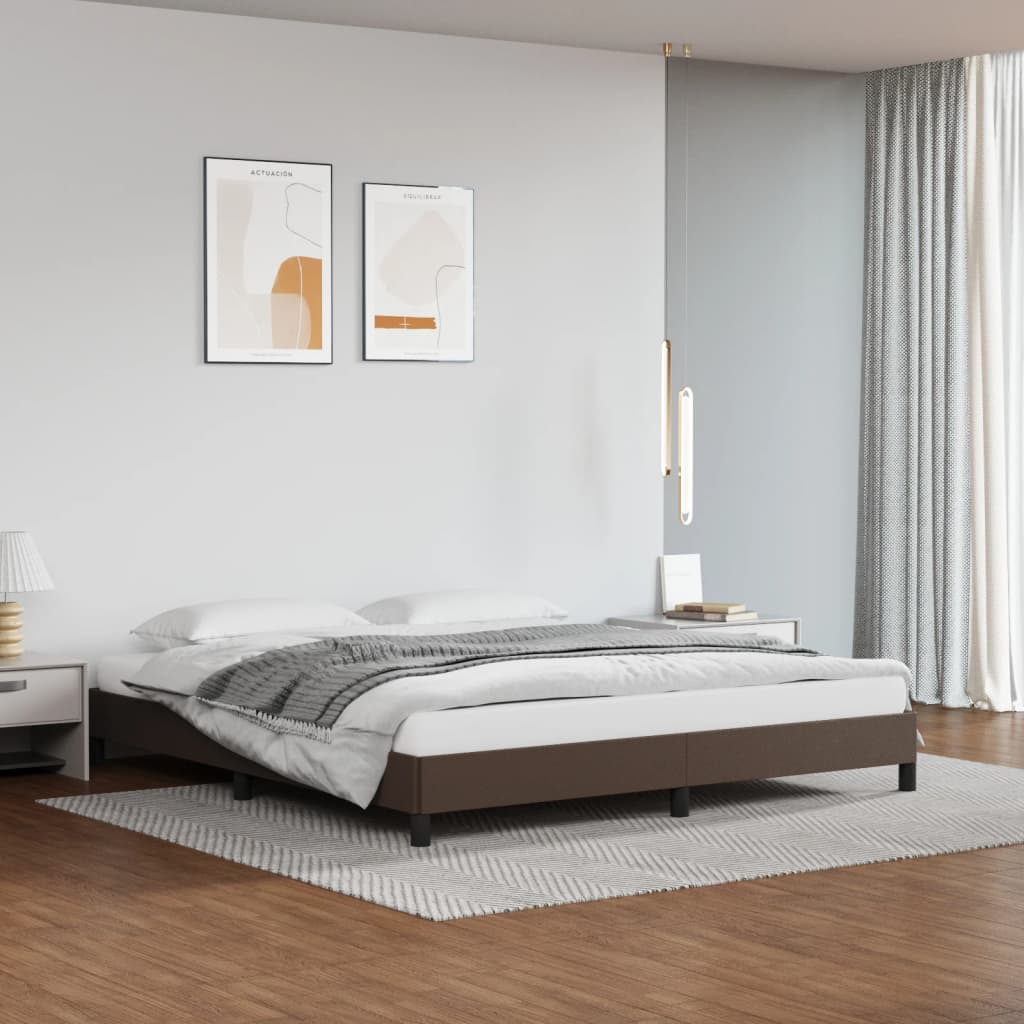 Cadru de pat, maro, 180x200 cm, piele ecologică - Lando