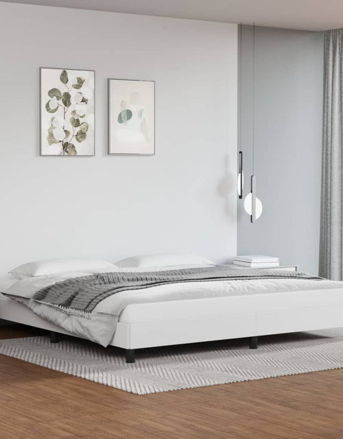 Încărcați imaginea în vizualizatorul Galerie, Cadru de pat, alb, 200x200 cm, piele ecologică - Lando
