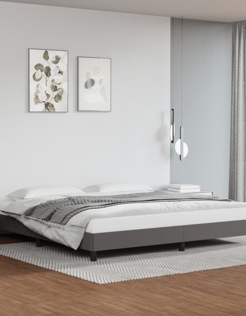 Încărcați imaginea în vizualizatorul Galerie, Cadru de pat, gri, 200x200 cm, piele ecologică - Lando
