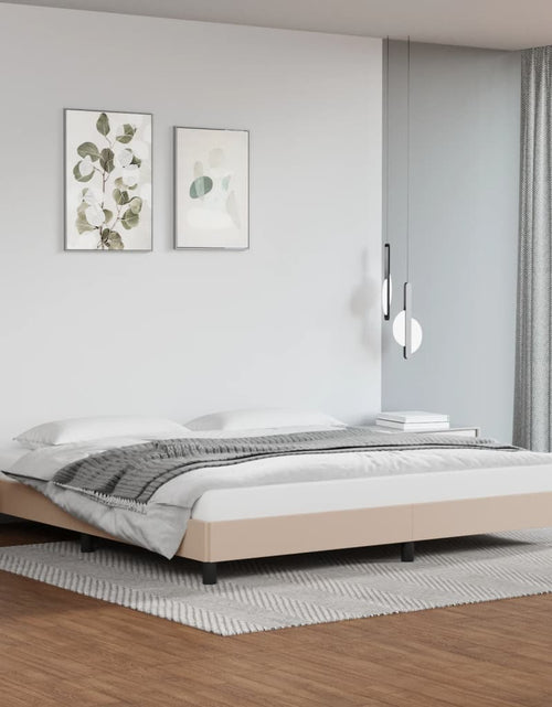 Încărcați imaginea în vizualizatorul Galerie, Cadru de pat, cappuccino, 200x200 cm, piele ecologică - Lando
