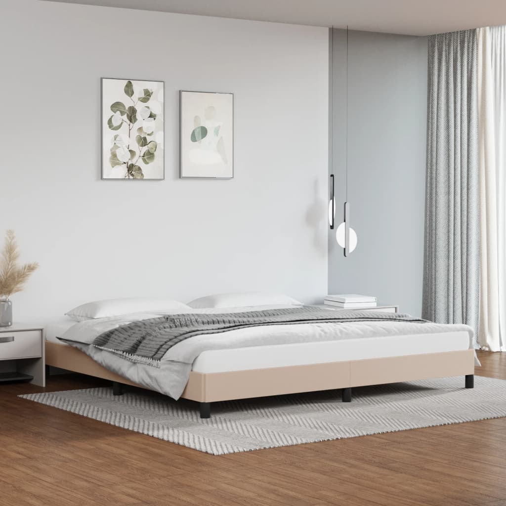 Cadru de pat, cappuccino, 200x200 cm, piele ecologică - Lando