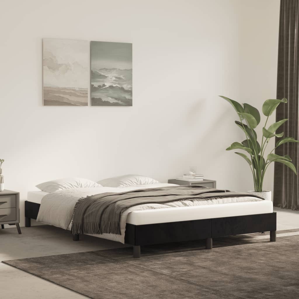 Cadru de pat, negru, 140x190 cm, catifea - Lando