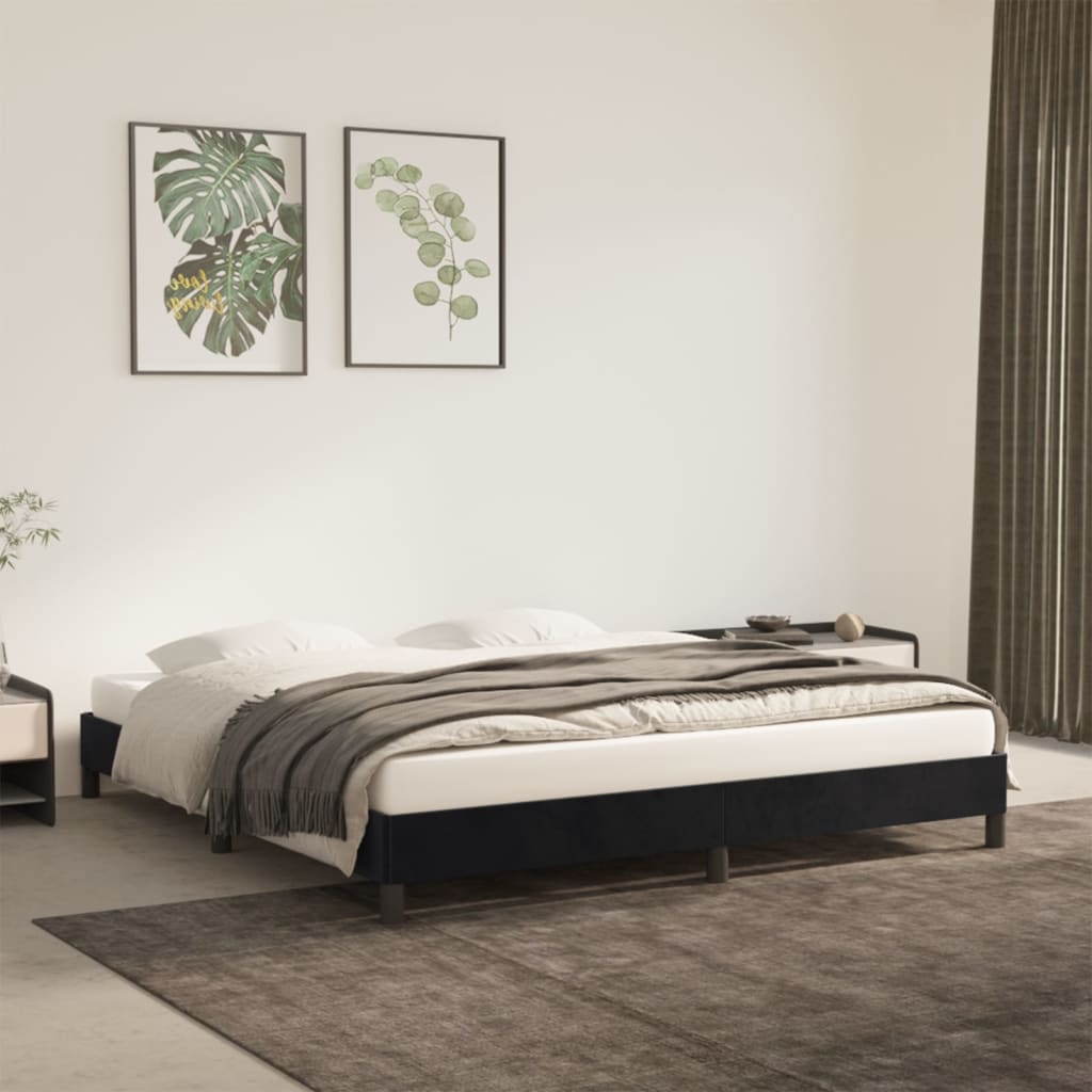 Cadru de pat, negru, 160 x 200 cm, catifea - Lando