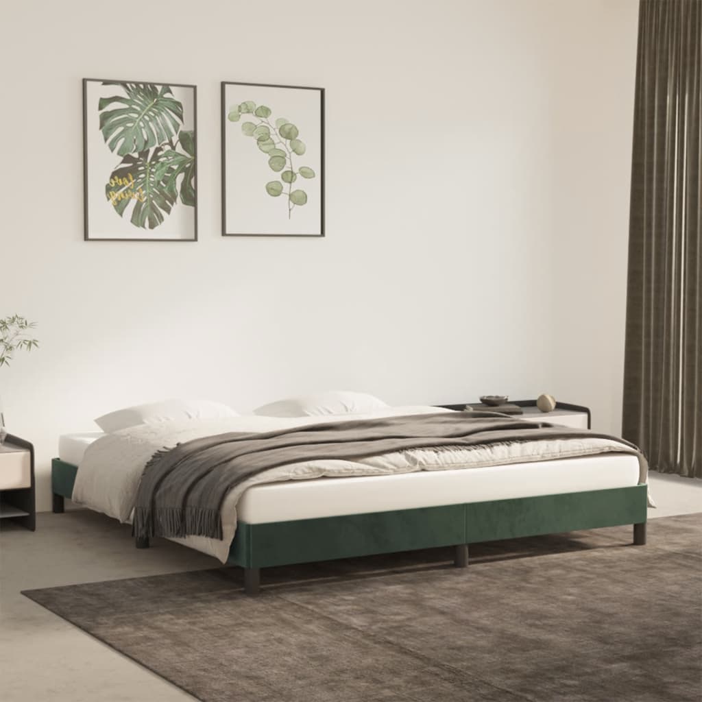 Cadru de pat, verde închis, 180 x 200 cm, catifea - Lando