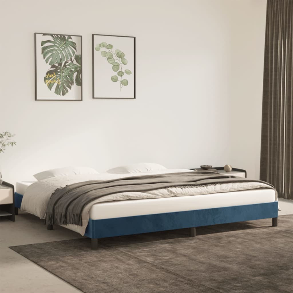 Cadru de pat, albastru închis, 200x200 cm, catifea - Lando