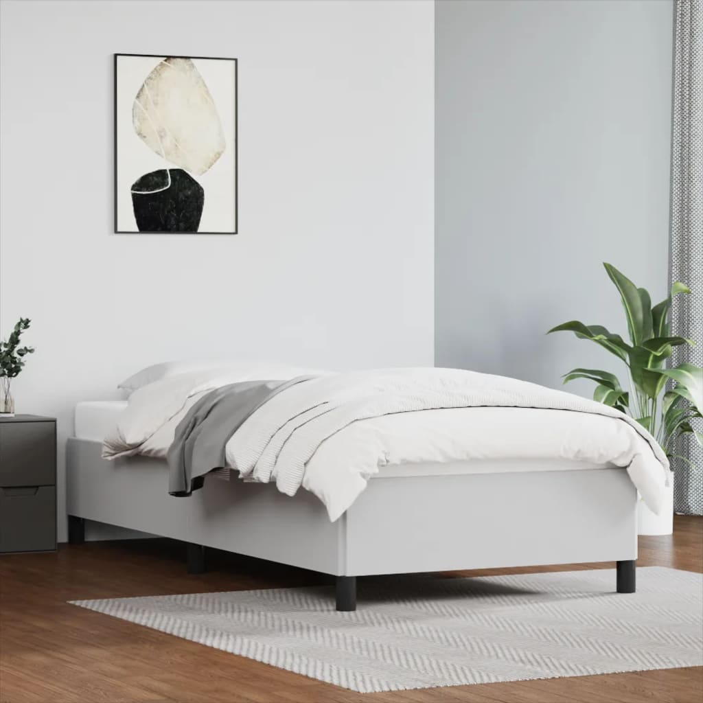 Cadru de pat, alb, 90x190 cm, piele ecologică - Lando