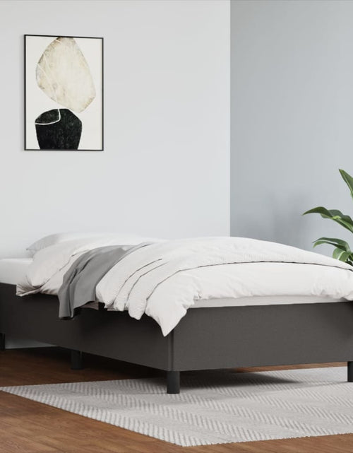 Încărcați imaginea în vizualizatorul Galerie, Cadru de pat, gri, 100x200 cm, piele ecologică - Lando
