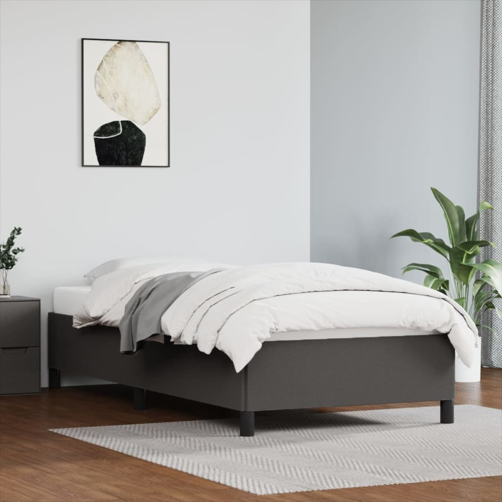 Cadru de pat, gri, 100x200 cm, piele ecologică - Lando