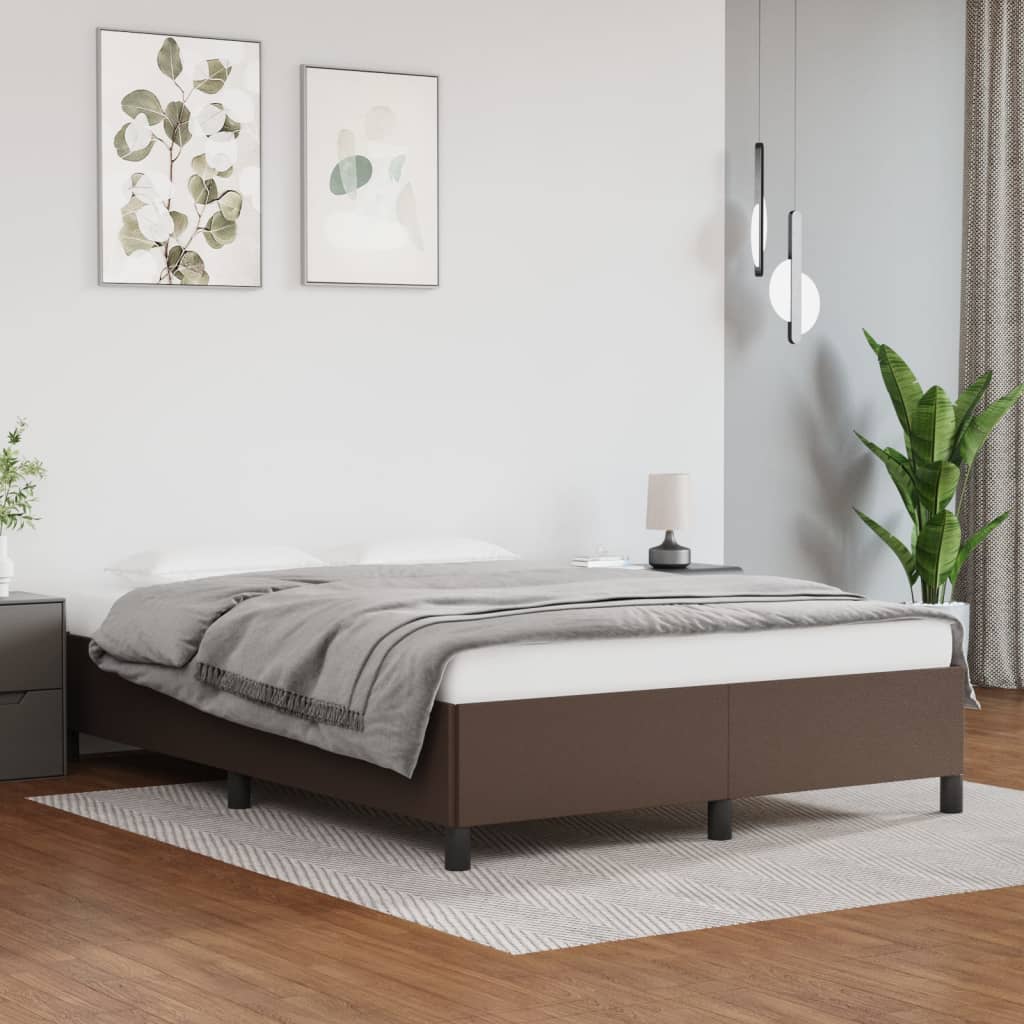 Cadru de pat, maro, 140x190 cm, piele ecologică - Lando