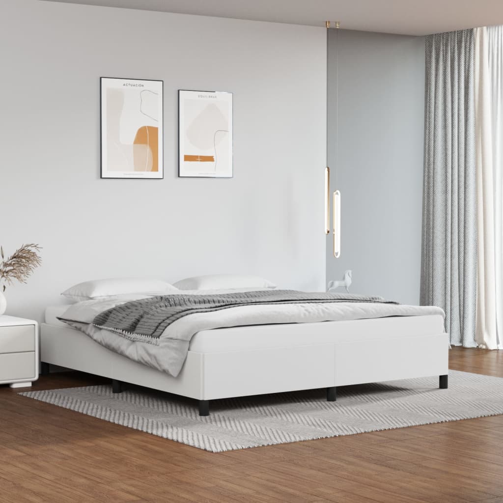 Cadru de pat, alb, 160x200 cm, piele ecologică - Lando