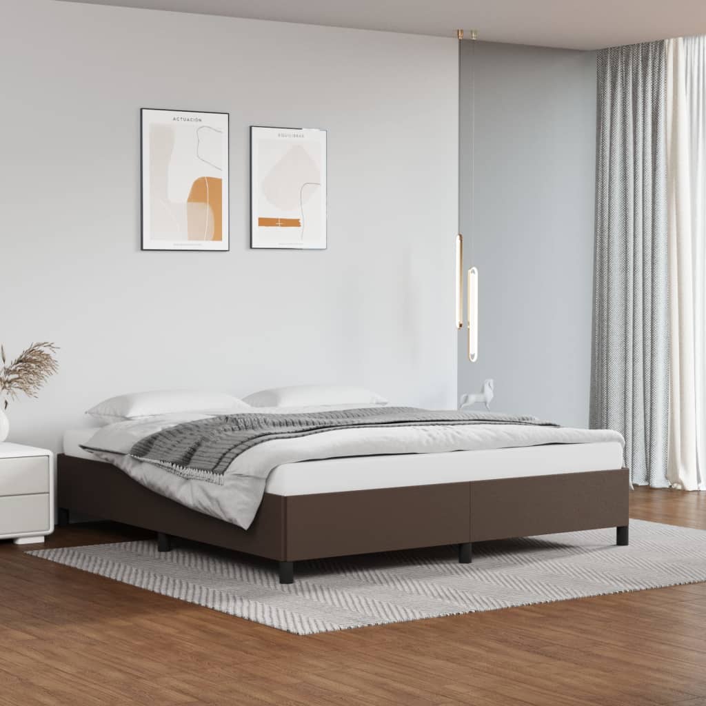 Cadru de pat, maro, 160x200 cm, piele ecologică - Lando