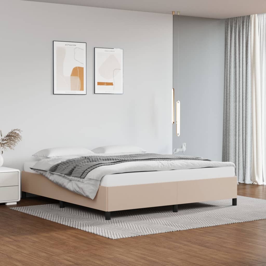 Cadru de pat, cappuccino, 160x200 cm, piele ecologică - Lando
