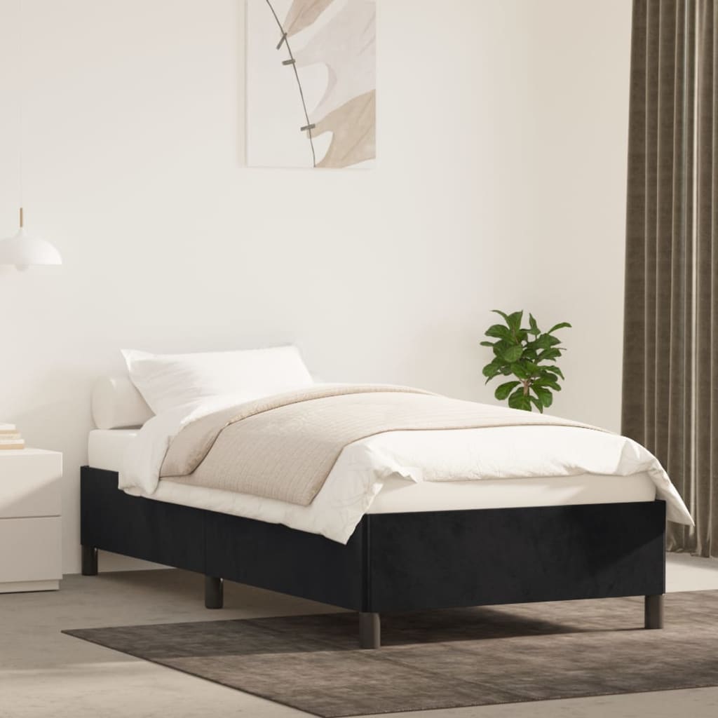 Cadru de pat, negru, 90 x 200 cm, catifea - Lando