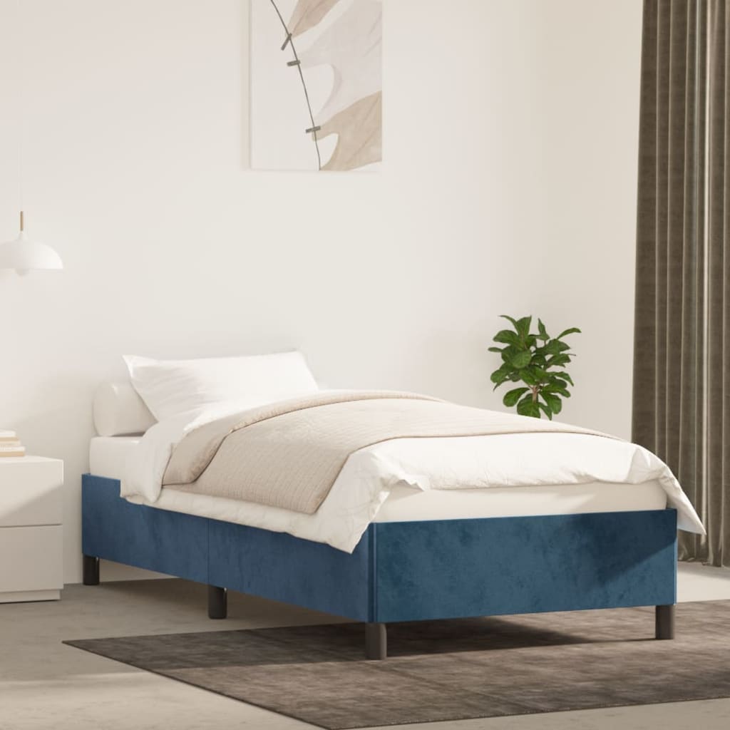 Cadru de pat, albastru închis, 90x200 cm, catifea - Lando