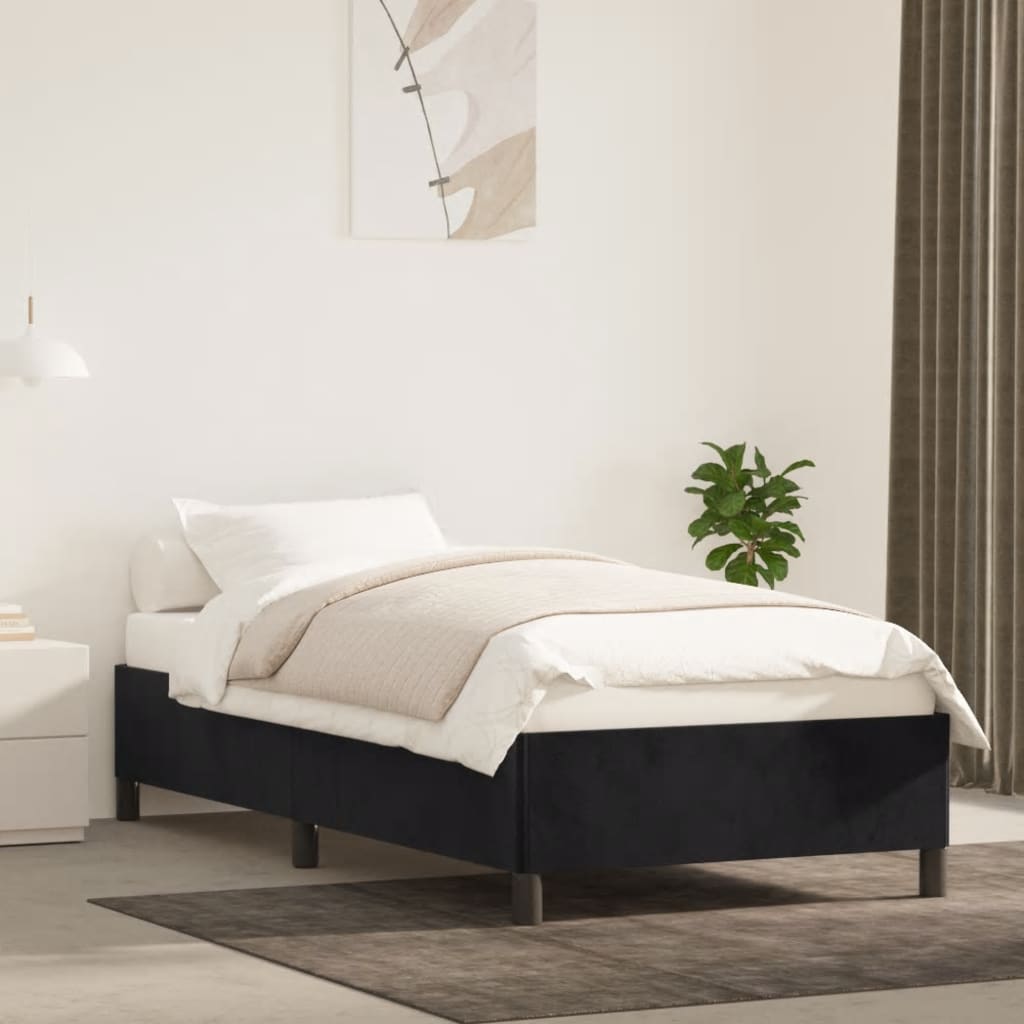 Cadru de pat, negru, 100 x 200 cm, catifea - Lando