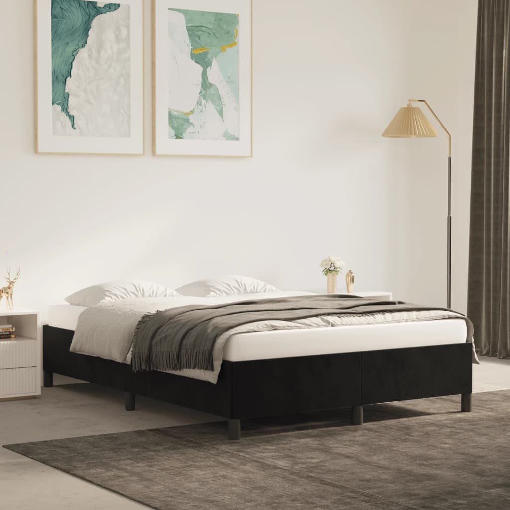 Cadru de pat, negru, 140x200 cm, catifea - Lando