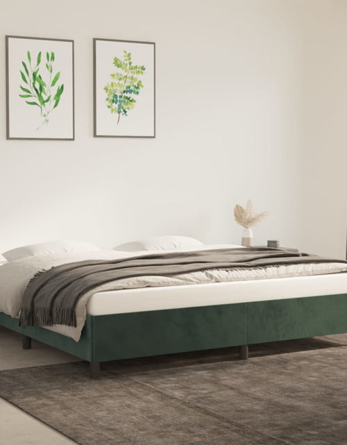 Încărcați imaginea în vizualizatorul Galerie, Cadru de pat, verde închis, 200x200 cm, catifea - Lando
