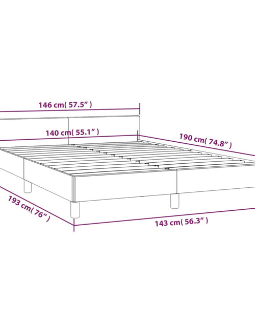 Încărcați imaginea în vizualizatorul Galerie, Cadru de pat cu tăblie, maro închis, 140x190 cm, textil - Lando
